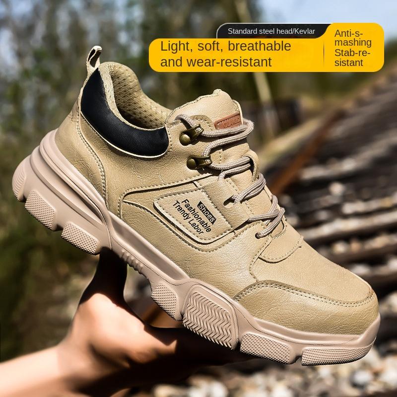 Labor Insurance Shoes Steel Bag Head Anti-smashing and Anti-piercing, Lightweight, Deodorant, Wear-resistant and Dirt-resistant Safety Shoes
