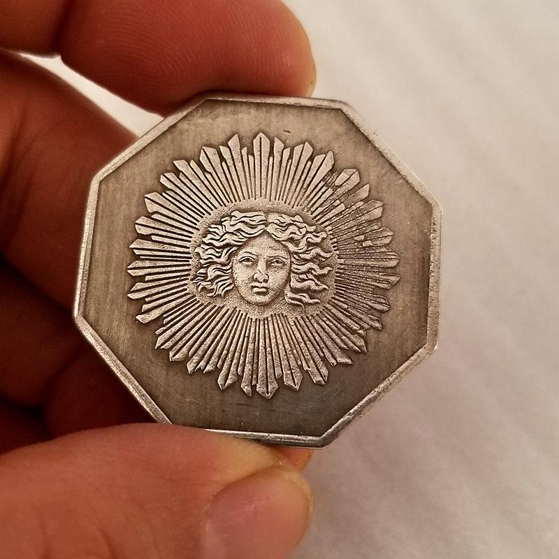 Восьмиугольная копия памятной медали из латуни, 1829 г., антикварное ремесло