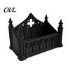 Artistic Desktop Decoration Gothic Dark Business Card Holder, 3D Printed Minimalist Desk Box Stand, Black Organizer for Office Home Style Display