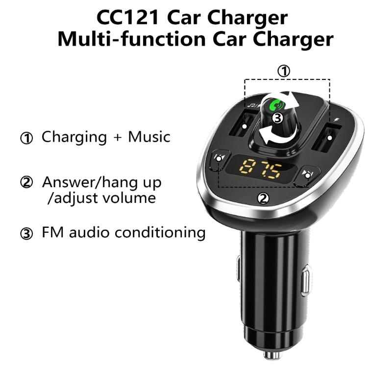 Bluetooth-compatible FM Transmitters for Car,Double USB Charging Car Adapters MP3 Music Player FM Car Kit Handsfree Call