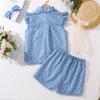 Children's Clothing Girls Suit Summer New Fly-sleeved Printing Short-sleeved Top + Shorts 2pcs