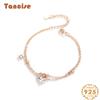 Tancise 925 Sterling Silver Zircon Bracelet Jewelry Geometric Bead Chain Link Bracelets Fashion Fine Wedding Gift for Girlfriend Women