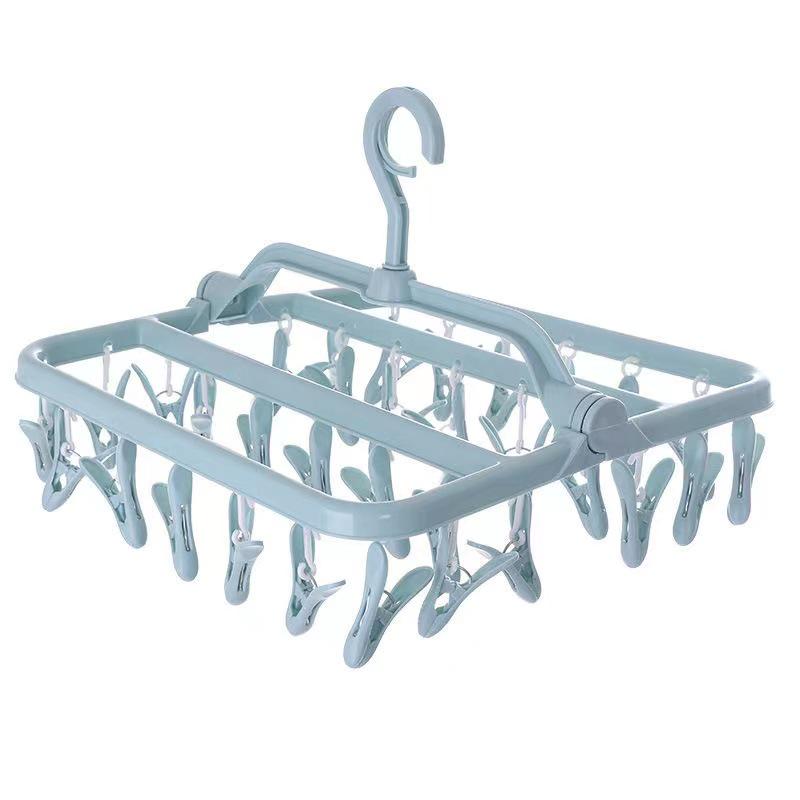 Складная вешалка для одежды с 32 прищепками - Квадратная многоголовая, из утолщенного пластика для сушки нижнего белья и носков