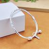 Zuyin 999.9 Bright Face Push-pull Style Striking Hammer Pattern Silver Bracelet Women's Wrapped Silk Bell National Style Safety Bracelet Simple