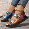 Модные яркие сандалии с удобной внутренней застежкой-липучкой, краями в форме орла, толстой подошвой, большого размера, плоские пляжные сандалии