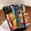 Набор Акварели Палитра Красок Покрытие Чехол для Телефона Для Iphone 16 17 Pro Max Air 16E 14 15 Plus 12 13 Mini Противоударный Чехол с Подушкой Безопасности