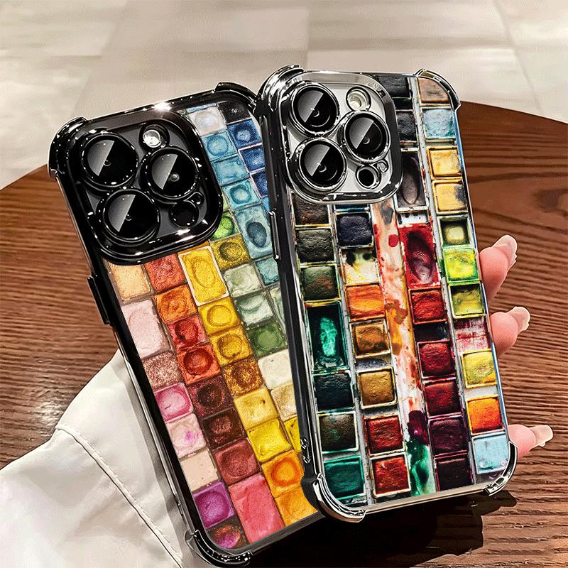 Набор Акварели Палитра Красок Покрытие Чехол для Телефона Для Iphone 16 17 Pro Max Air 16E 14 15 Plus 12 13 Mini Противоударный Чехол с Подушкой Безопасности