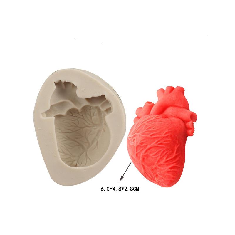 1PC Pastry Cake Dessert Resin Simulation Organ Mold Fondant Mould Halloween Heart Brain Silicone Mold