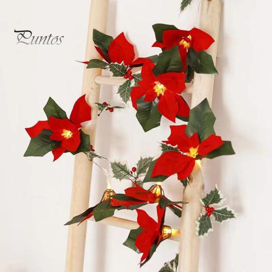 2M 10LED Рождественская гирлянда Световое украшение Светящаяся гирлянда Искусственный цветок Пуансеттия Праздник Рождественская елка Настенная лестница Подвесной венок Орнамент