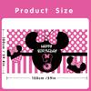 Pink Black Polka Dot Minnie Mouse 3nd Birthday Backdrop for Girls, Happy 3nd Birthday Banner with Bow Stripes, Kids Thir
