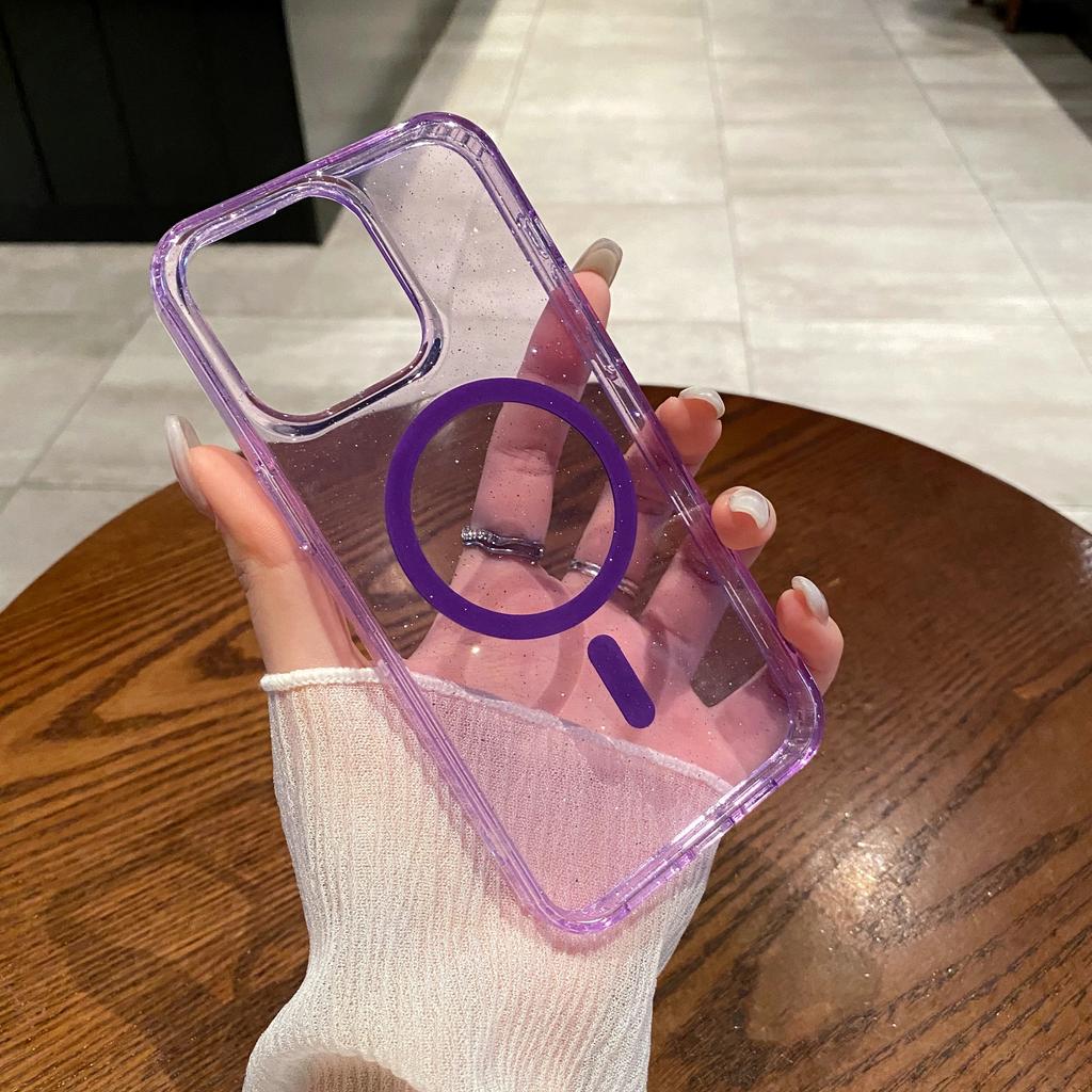 Роскошный блестящий магнитный чехол для Magsafe с беспроводной зарядкой для iPhone 15 14 Plus 13 12 11 Pro Max, прозрачный жесткий акриловый чехол