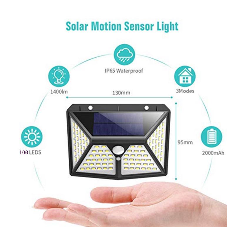 Solar 100 LED Motion-Sensor Outdoor Wall Light