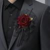 Artificial Rose Hand Flower Black Burgundy Tulle Mesh Corsage for Bridal Groom, Gothic Aesthetic Wristwear Women Boutonniere Wedding, Prom,