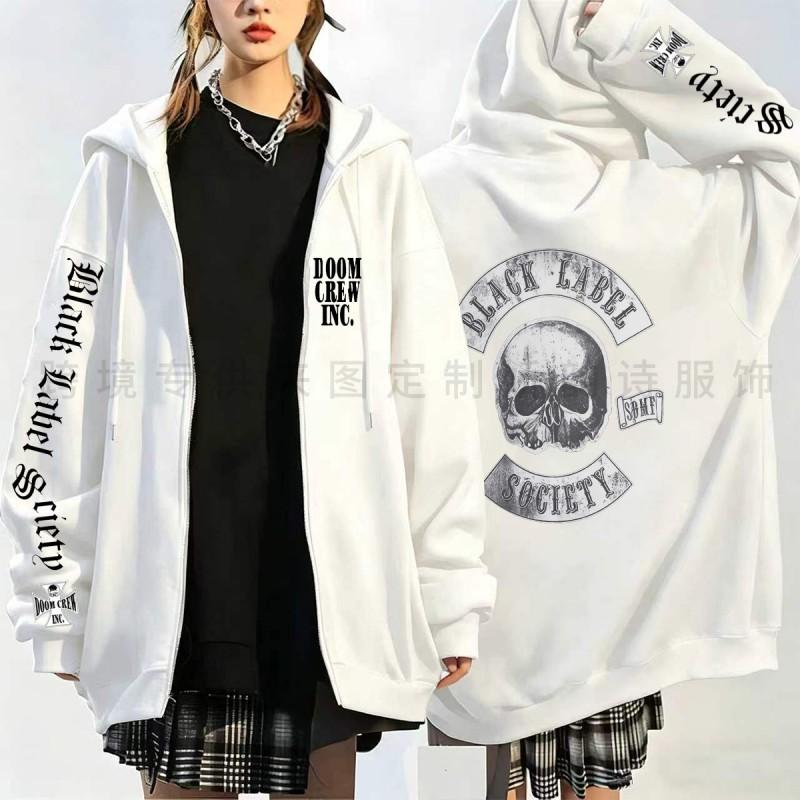 Black Label Society Skull Flag Print Hoodie Teen Boys Loose Fit Casual Wear