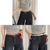 Style Thin Pu Leather Belt With Metal Clasp For Daily Casual Outfits