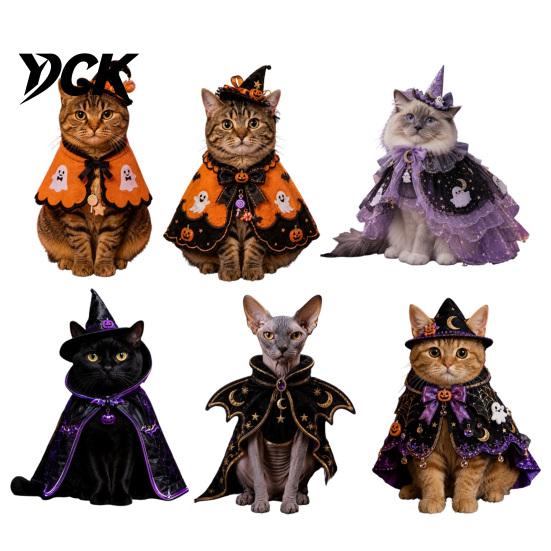 Halloween Costume for Small Pets Cat Witch Costume, Cute Ghost Cloak, Funny Pet Soft Apparel Festival Outfit, Kitty Cosplay Cape Holiday Party