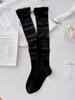 Spring And Summer Ultra-Thin Rear Streamer Bow Calf Socks Women'S Clear And Cool Boneless Stacking Socks Japanese White Medium Tube Socks