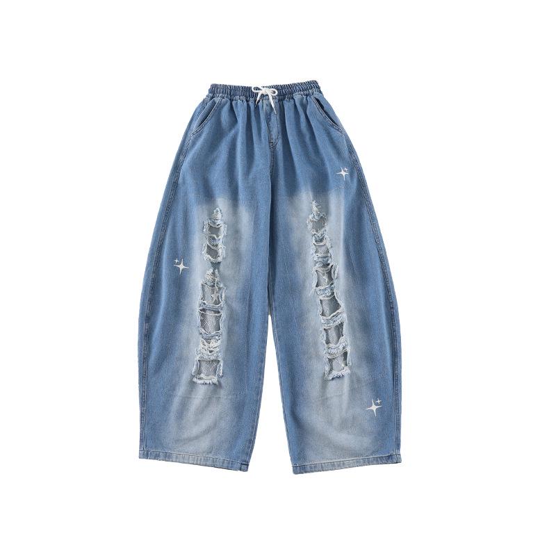 Костюм для джазового танца в корейском стиле для девочек - Детские рваные джинсовые шорты для летнего выступления.