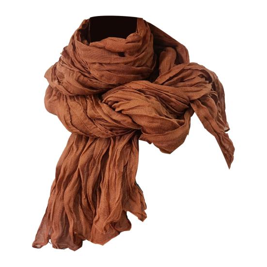 Women Scarf Solid Color Pleated Long Scarf Retro Autumn Winter Warm Long Scarf Soft Vintage Inspired Scarf
