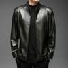 Осень и зима, новая мотоциклетная одежда, мужская кожаная одежда, мужская кожаная одежда среднего возраста с воротником-стойкой, тонкое кожаное пальто, одежда для папы