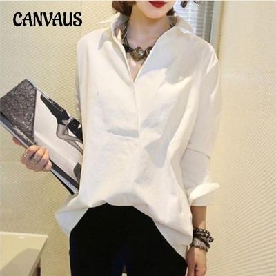 Весенне-осенняя женская повседневная свободная рубашка с длинным рукавом больших размеров, однотонная рубашка с v-образным вырезом и рукавами «летучая мышь» сзади