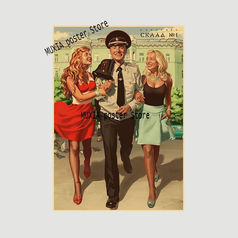 Ретро советский пин-ап пропагандистские плакаты для девочек крафт-бумага домашний декор гостиная бар кафе украшения настенные наклейки художественные картины
