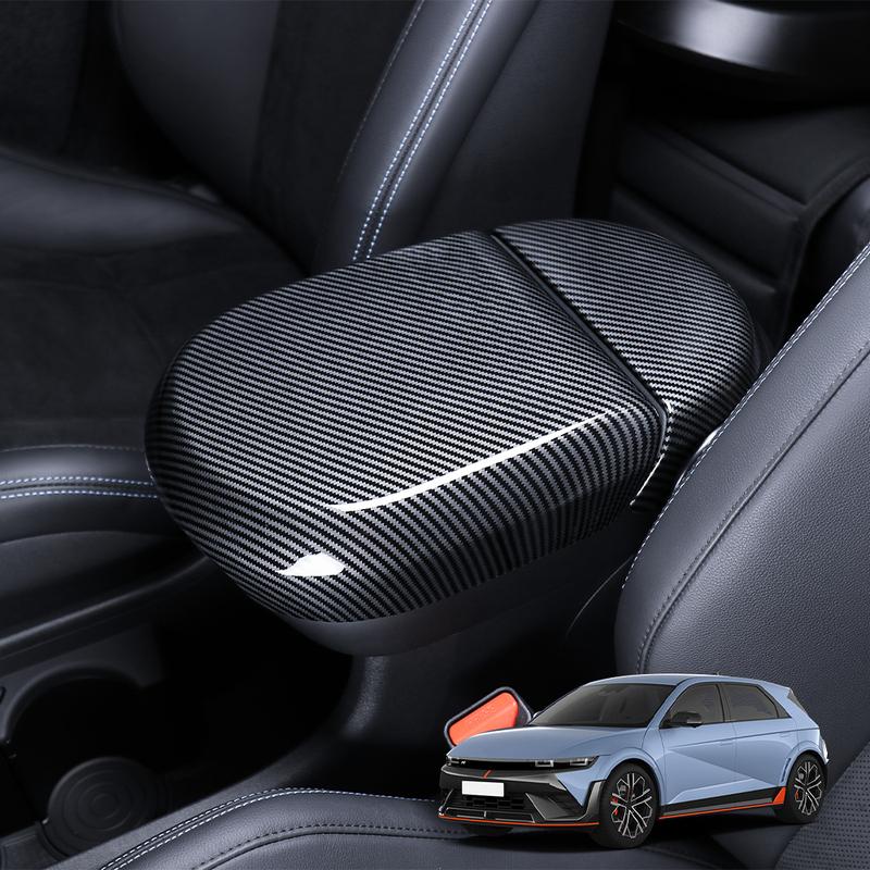 Carbon Fiber Style Central Armrest Pad ABS Decoration Cap Cover For Hyundai IONIQ 5 N 2024 LHD RHD Accessories