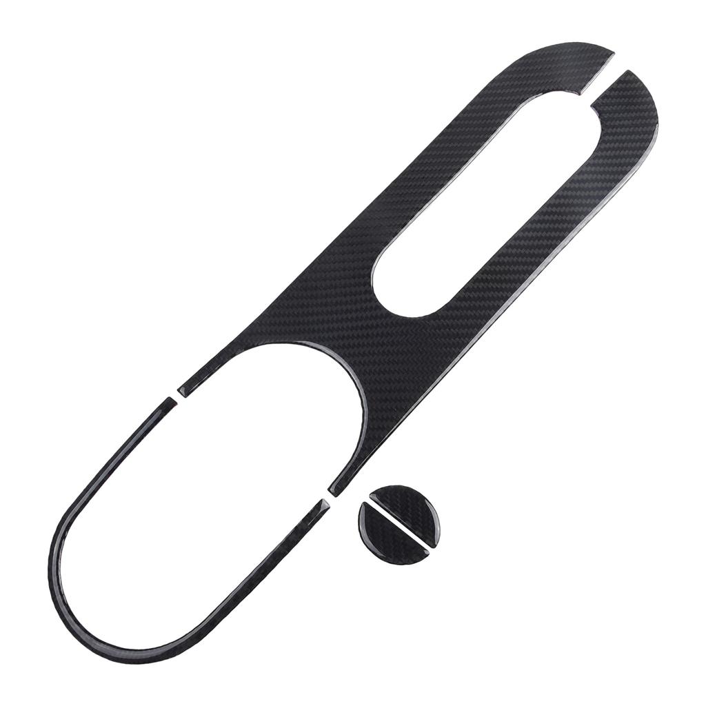 3Pcs Carbon Fiber Rear Water Cup Holder Panel Trim Cover For Fiat 500 2012-15 Car Interior Mouldings