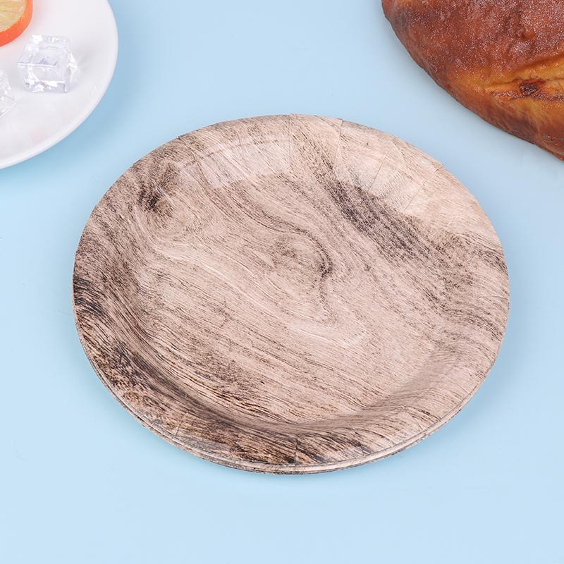 10 шт. 7-дюймовая ретро-имитация древесного зерна одноразовая посуда тарелка бумажный поднос украшение на день рождения праздничная вечеринка предмет домашнего обихода