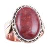 Кольцо из двухцветного серебра 925 пробы с натуральным красным драгоценным камнем яшмой S.8 s5B14