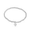 Minimalist S925 Silver Stretch Bracelet For Women With Square Smile Face And Heart Beads Elegant Simple Jewelry Gift