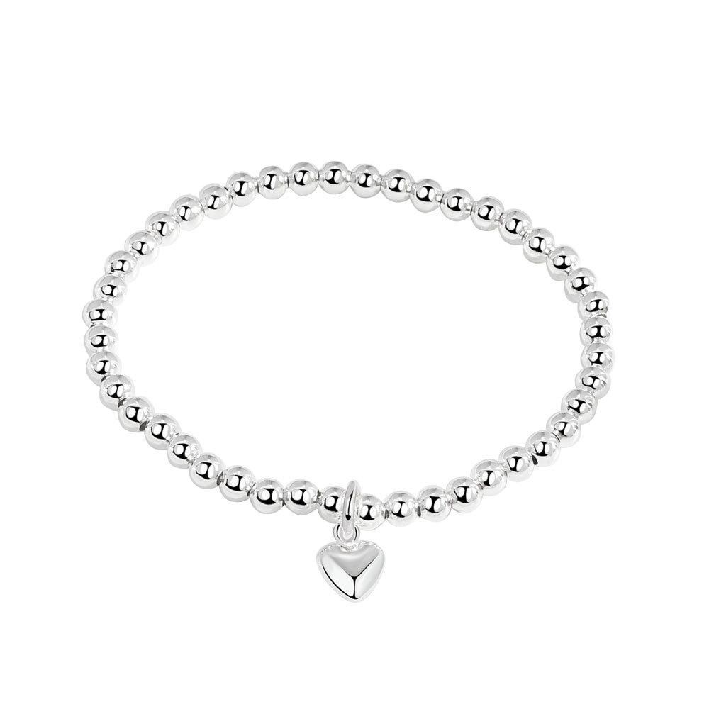 Minimalist S925 Silver Stretch Bracelet For Women With Square Smile Face And Heart Beads Elegant Simple Jewelry Gift