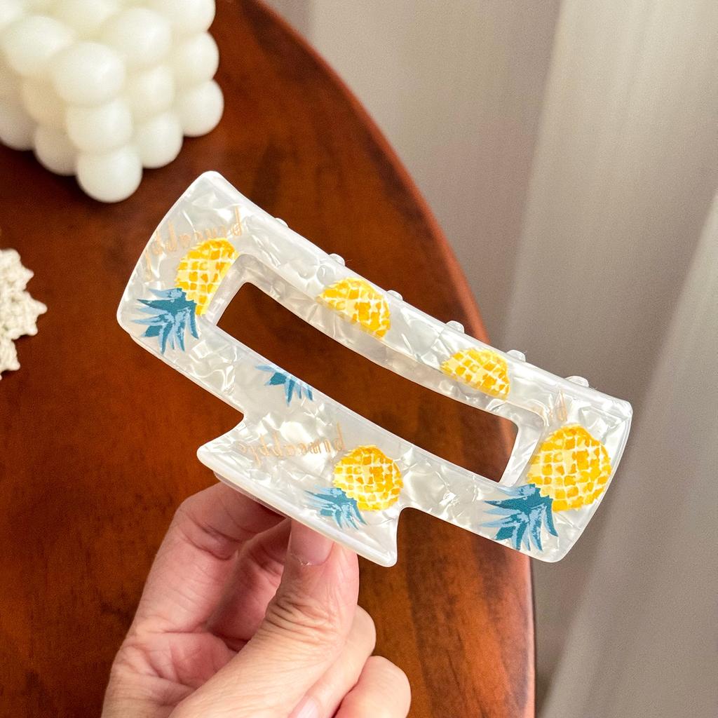 Print Delightful Fruit Acrylic Hair Claw Clips For Women Available In Various Styles Including Pineapple Watermelon And