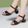Летние новые универсальные женские сандалии на толстом каблуке, с ремешком и пряжкой, средней высоты каблука, сандалии с открытым носком