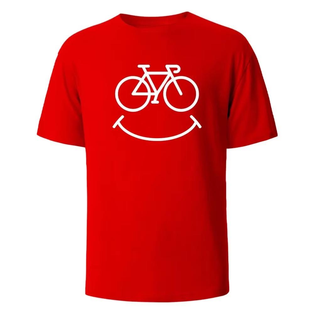 2026 New Bike Smile Print Tshirt Casual Short Sleeved Tops Summer Tees For Wounisex And Unisex Oneck Streetwear Basic Top