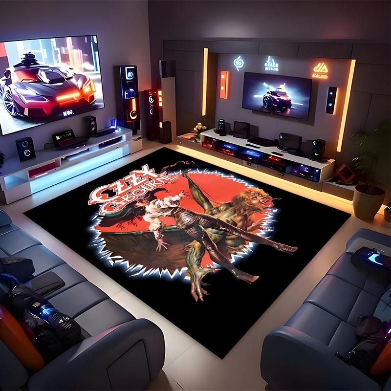 1pc Ozzy Madman1 Print Area Rug - Soft, Washable Non-Slip Indoor Mat for Office Chairs, Living Room, Home Office Decorative Rug