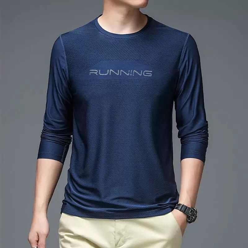 Fashion Gradient Graphic Men's T Shirts Autumn Man Clothes Crew Neck Long Sleeve T-Shirts Tops Men's T-Shirt Outdoor Pullover