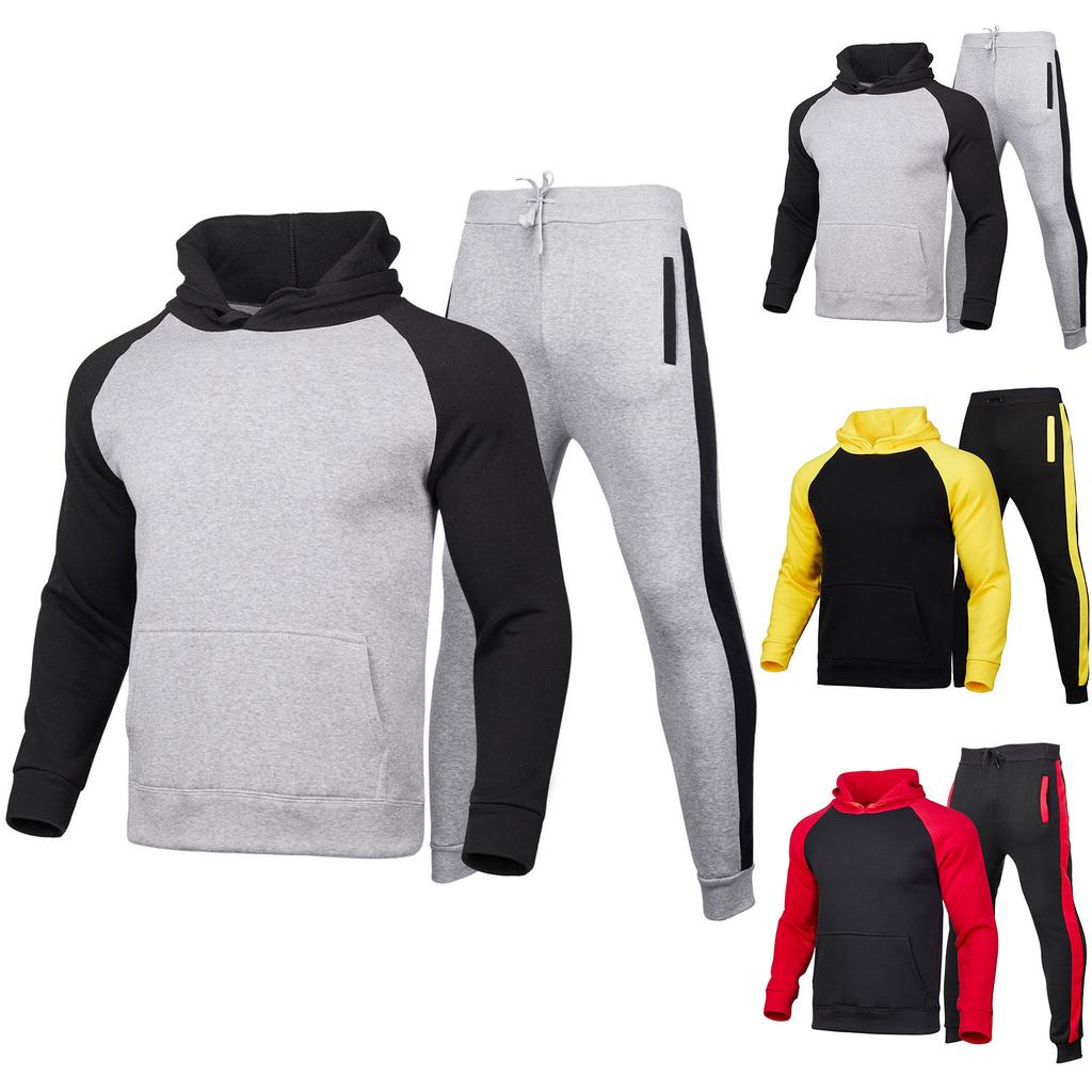 Men's Tracksuit Hooded  Hoodie Set 2 Pieces Sporting Male Fitness Plush Sweatshirts Pants Sets
