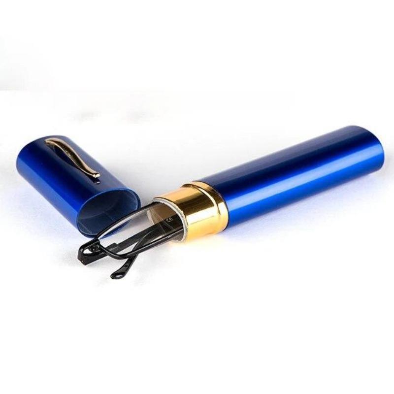 Mini Folding Reading Glasses Women Men Computer Glasses +1.0 To 4.0 Alloy Portable Container Presbyopia Pen Glasses With Box