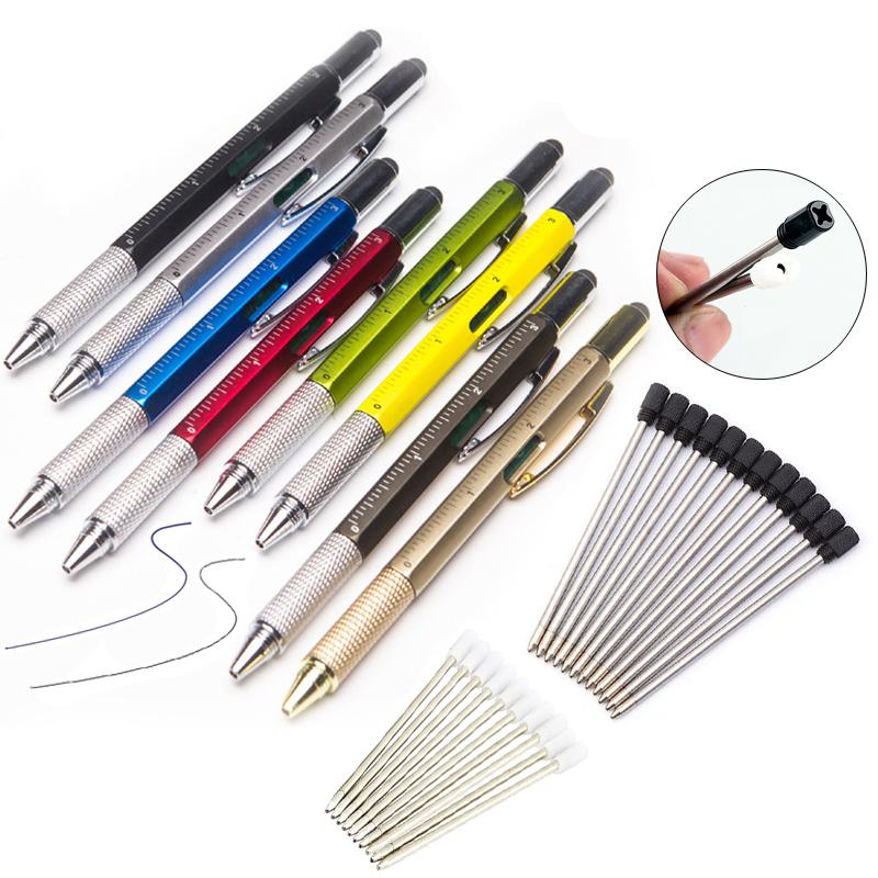 1 комплект 7 в 1 с ручным инструментом, многофункциональной шариковой ручкой, измерительной линейкой, отверткой, сенсорным экраном, стилусом, спиртовым уровнем