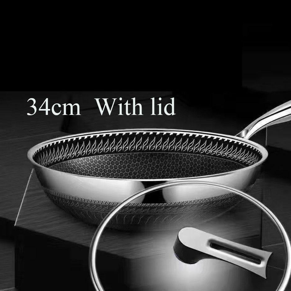 Сковорода из нержавеющей стали 316, 32-34 см, без покрытия, без маслянистого дыма, с антипригарным покрытием, сковорода для блинов, домашняя сковорода для приготовления пищи