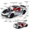 pdbn6 1/24 Porsche 911 Turbo S Diecast Alloy Metal Toy Car Miniature Model Pull Back Sound & Light Doors Openable Collection Gift Boy