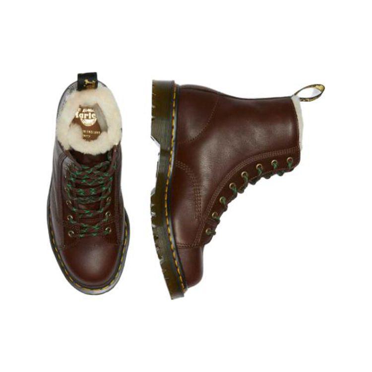Dr. Martens Barton Кожаные Мартинсы на шерстяной подкладке Женские ботинки Красно-коричневые 26873264