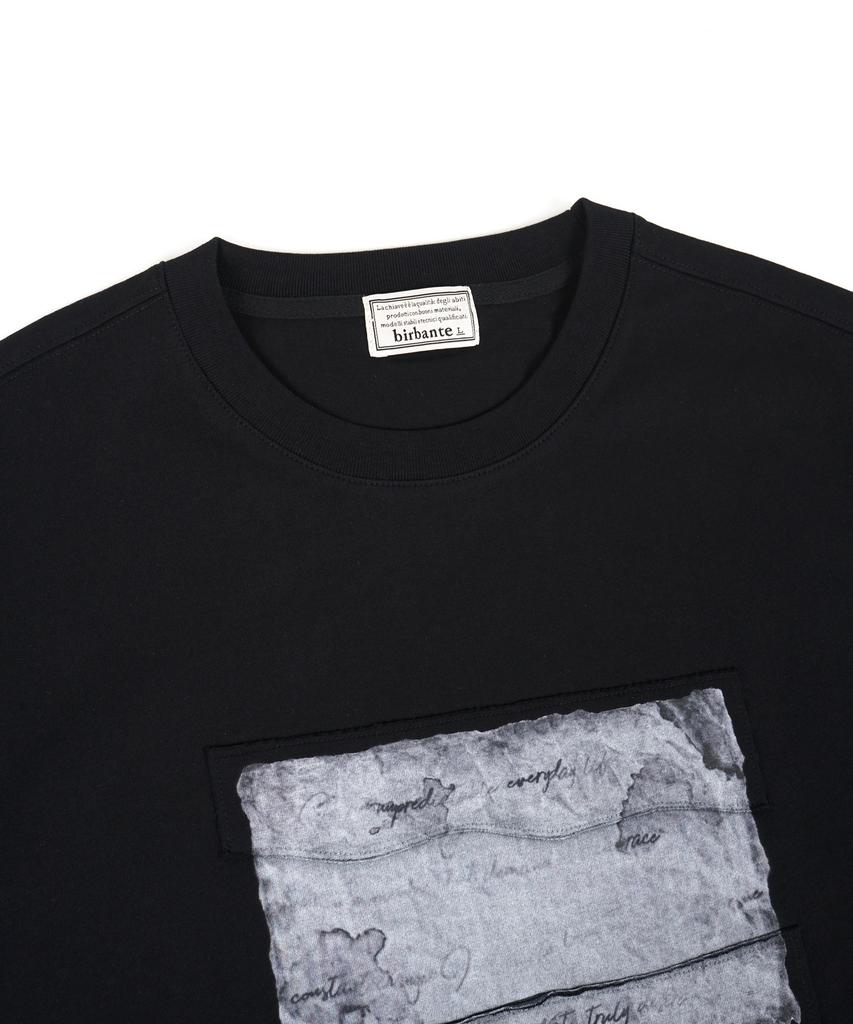 BIRBANTE Vintage Letter Graphic T-Shirt - Black