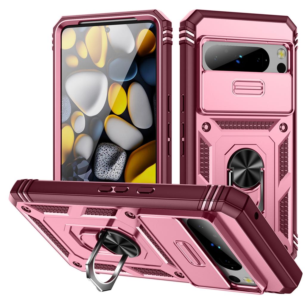 Чехол для Google Pixel 8 Pro Camshield с кольцом-держателем и подставкой, ТПУ+ПК, чехол для телефона