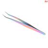 1Pc Multicolor  Stainless Steel Eyelashes Tweezers Curved Straight For Eyelash Tongs False Clip Professional For Lashes Extension Tools