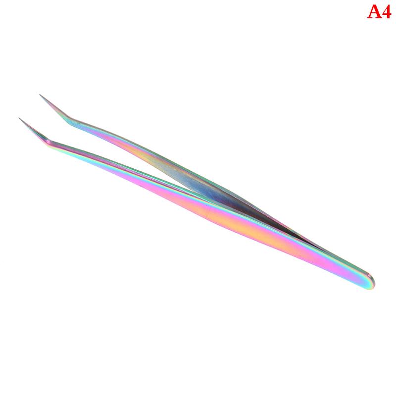 1Pc Multicolor Stainless Steel Eyelashes Tweezers Curved Straight For Eyelash Tongs False Clip Professional For Lashes Extension Tools