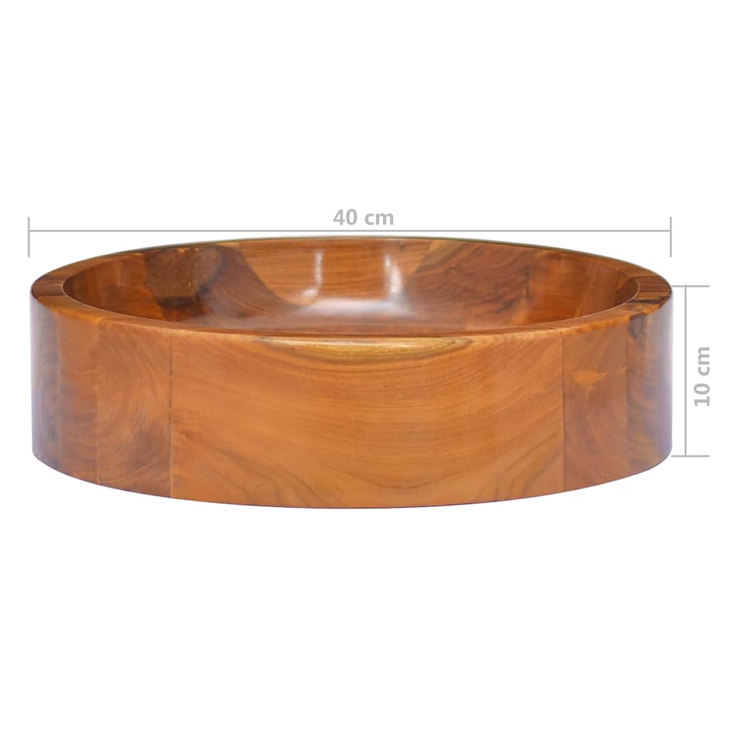 Solid Teak Wood Wash Basin Ø40x10 cm