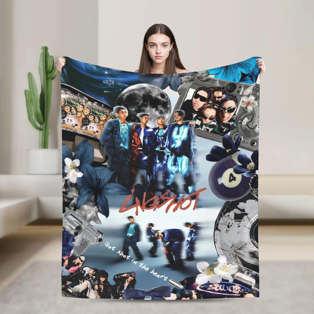 Kpop Group Lngshot  Printed Blanket For Men Women Ultra Soft  Throw Blankets for Bed 50x60 Inches Multi-size