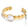 64mm Popular Stainless Steel Round Shell Sun Cuff Bracelet Bangle Tarnish Resistant Metal Golden Attractive Jewelry
